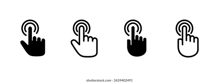 Diseño del logotipo del icono del cursor de la mano. signo y símbolo del cursor de la mano