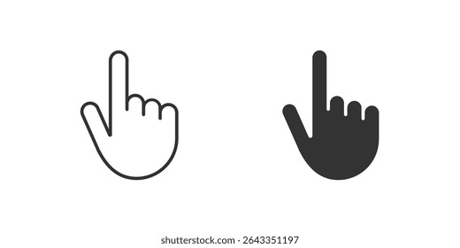 Hand Cursor Icon Set. A black icon of a hand cursor, representing interaction or selection.