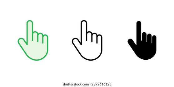 Hand cursor icon set. click icon vector. hand click. pointer