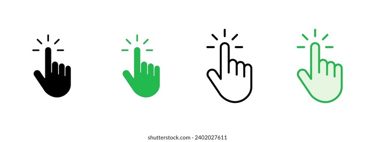 Hand cursor icon set. click icon vector. hand click. pointer