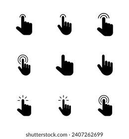Hand cursor icon set. click icon vector. hand click. pointer