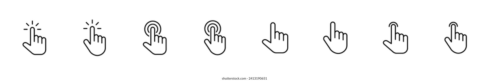 Hand cursor icon set. click icon vector. hand click. pointer