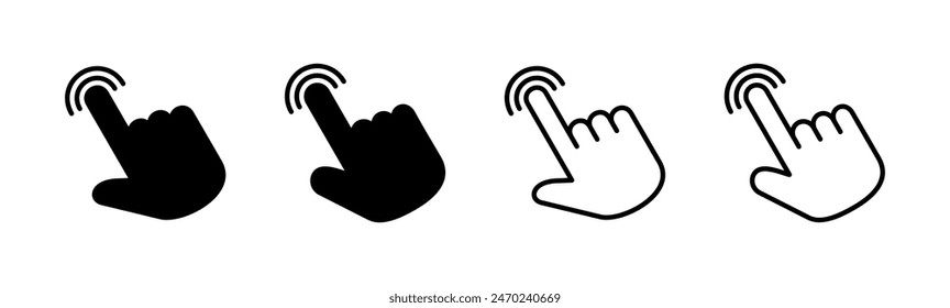 Conjunto de iconos de cursor de mano. Vector de iconos de Hacer clic. Hacer clic de mano. puntero
