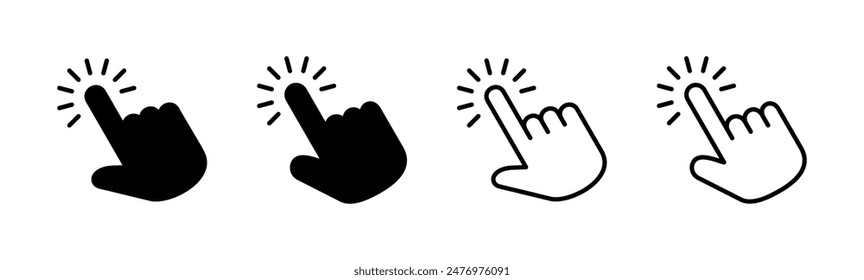 Hand cursor icon set. click icon vector. hand click. pointer