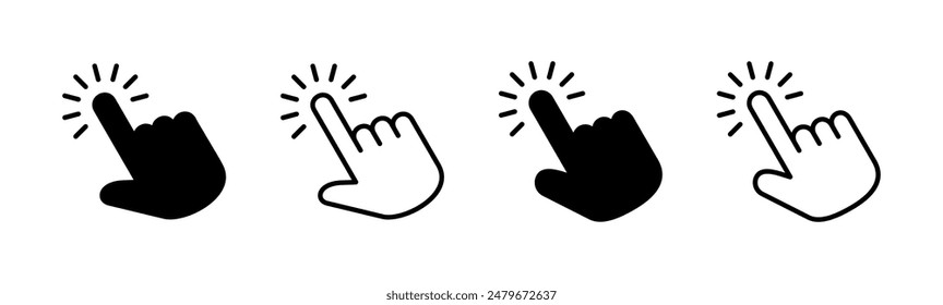 Conjunto de iconos de cursor de mano. Vector de iconos de Hacer clic. Hacer clic de mano. puntero