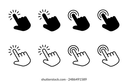 Hand cursor icon set. click icon vector. hand click. pointer