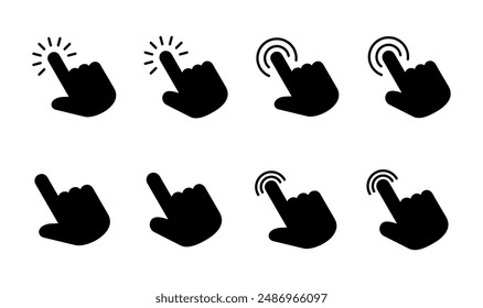 Hand cursor icon set. click icon vector. hand click. pointer
