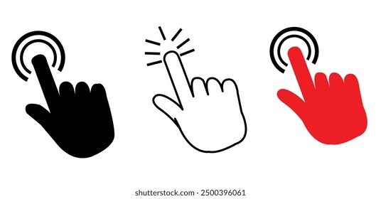 Hand cursor icon set. hand click. click icon set. pointer. vector.