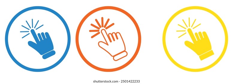 Hand cursor icon set. click icon vector. hand click. pointer