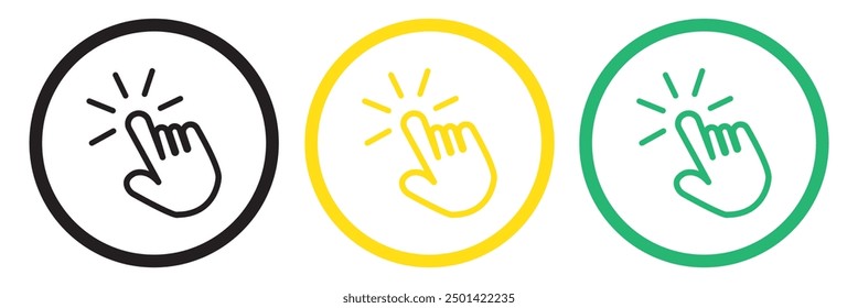 Hand cursor icon set. click icon vector. hand click. pointer