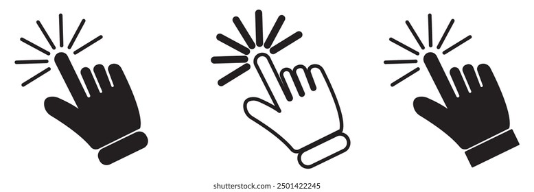 Hand cursor icon set. click icon vector. hand click. pointer