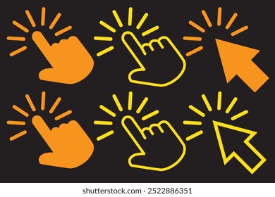 Hand cursor icon set. click icon vector. hand click. pointer