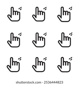 Hand cursor icon set. click icon vector. hand click. pointer