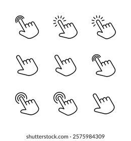 Hand cursor icon set. click icon vector. hand click. pointer