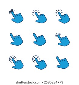 Hand cursor icon set. click icon vector. hand click. pointer