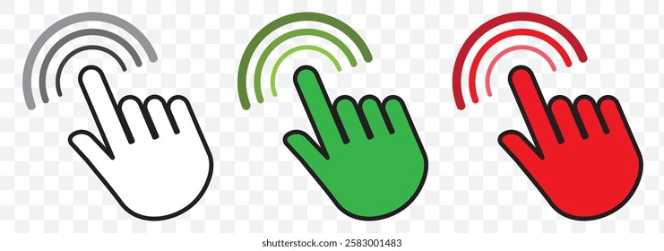 Hand cursor icon set. click icon vector. hand click. pointer