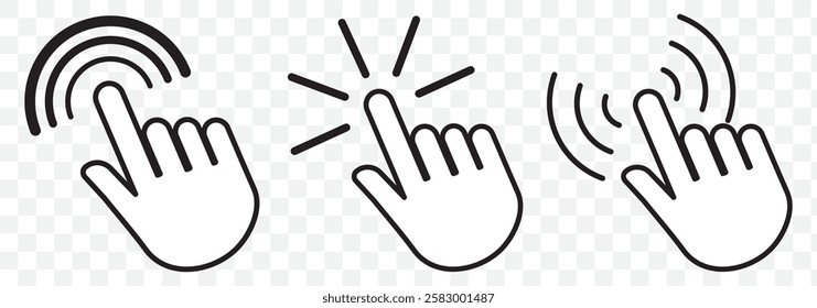 Hand cursor icon set. click icon vector. hand click. pointer