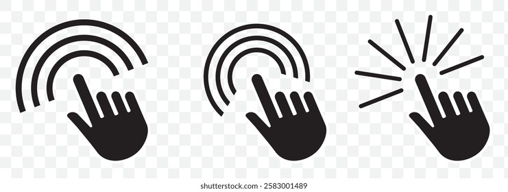 Hand cursor icon set. click icon vector. hand click. pointer