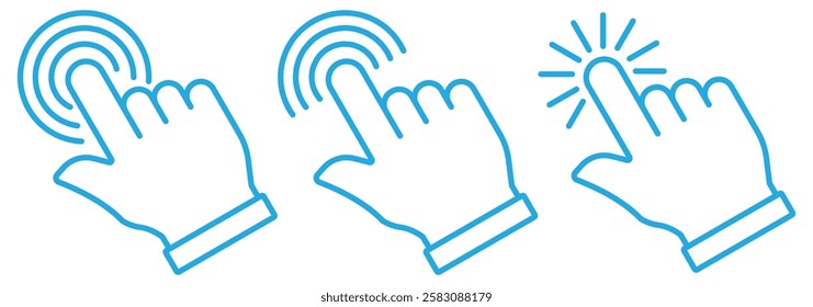 Hand cursor icon set. click icon vector. Pointer cursor and loading icon. Cursors icons click. Clicking cursor, Vector illustrator