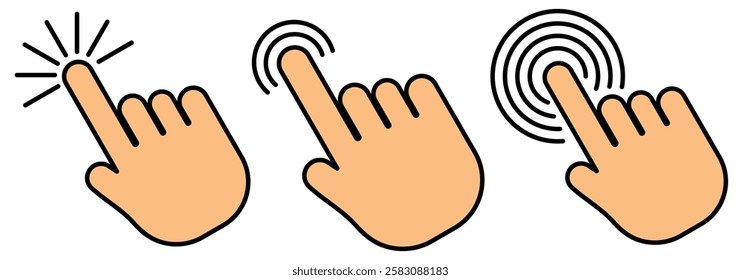 Hand cursor icon set. click icon vector. Pointer cursor and loading icon. Cursors icons click. Clicking cursor, Vector illustrator