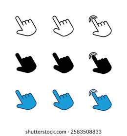 Hand cursor icon set. click icon vector. hand click. pointer