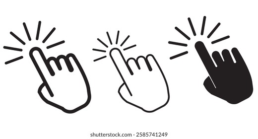 Hand cursor icon set. Click icon vector hand click. Variety  click and Mouse pointer arrow. EPS 10