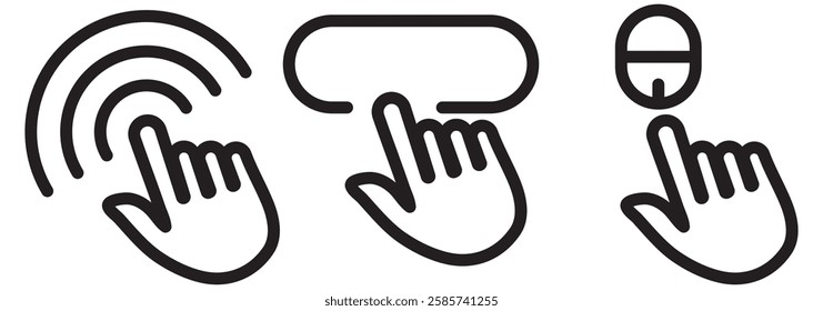 Hand cursor icon set. Click icon vector hand click. Variety  click and Mouse pointer arrow. EPS 10