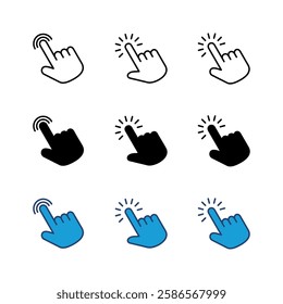 Hand cursor icon set. click icon vector. hand click. pointer