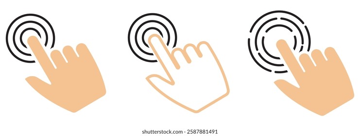 Hand cursor icon set. click icon vector. hand click. pointer, Computer mouse click cursor icons design eps 10