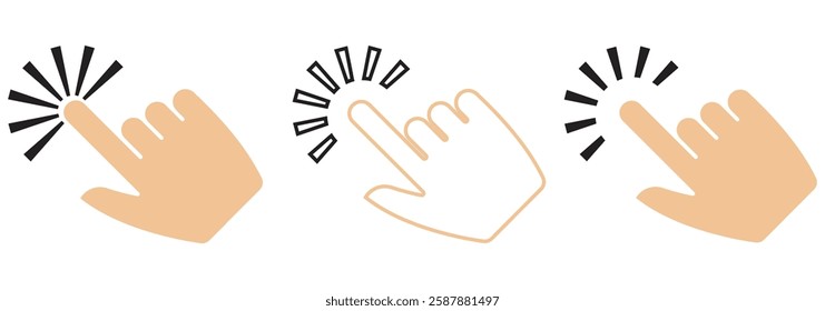 Hand cursor icon set. click icon vector. hand click. pointer, Computer mouse click cursor icons design eps 10