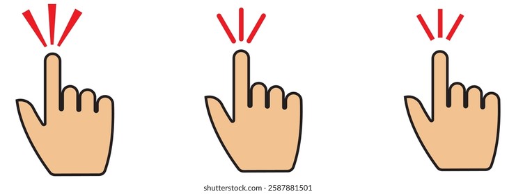 Hand cursor icon set. click icon vector. hand click. pointer, Computer mouse click cursor icons design eps 10