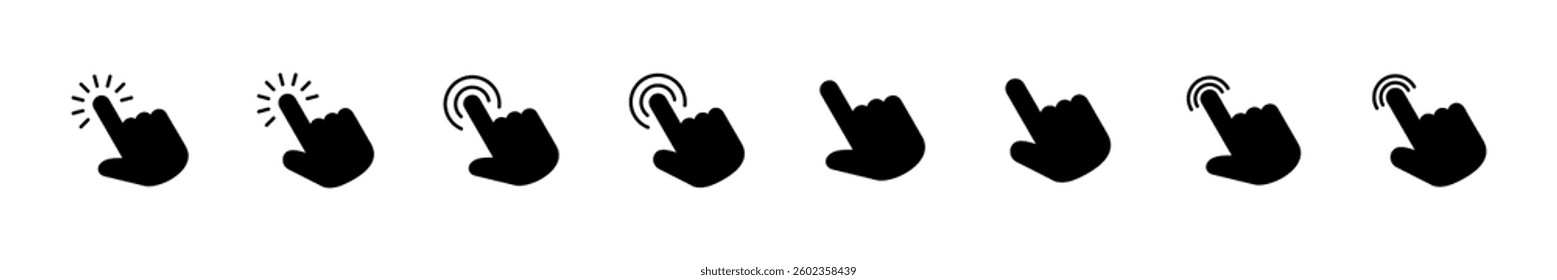 Hand cursor icon set. click icon vector. hand click. pointer