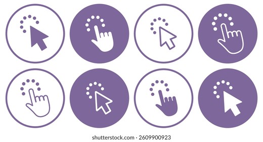 Hand Cursor icon set. Cursor click icon set. cursor arrow icons use for web and website. pointer sign and symbols.