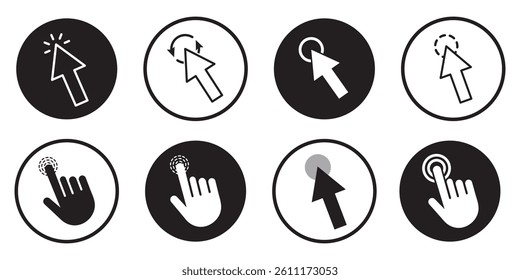 Hand cursor icon set. click icon vector. hand click. pointer