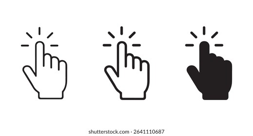 Hand cursor icon set. click icon vector. hand click pointer, Mouse click cursor icon.