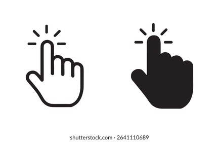 Hand cursor icon set. click icon vector. hand click pointer, Mouse click cursor icon.