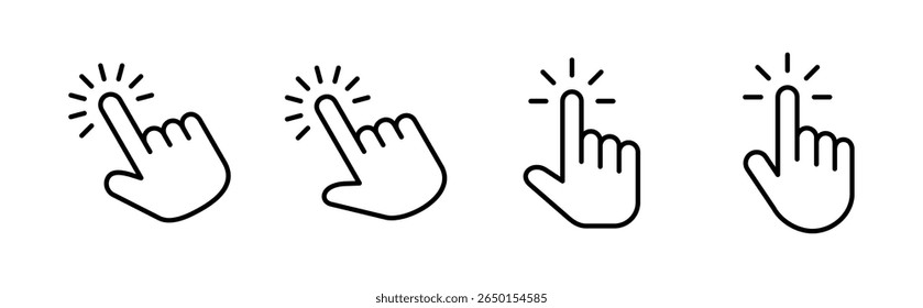Hand cursor icon set. click icon vector. hand click. pointer