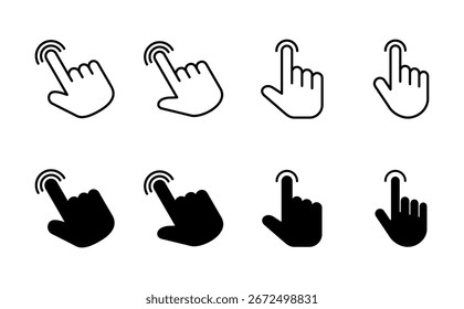 Hand cursor icon set. click icon vector. hand click. pointer