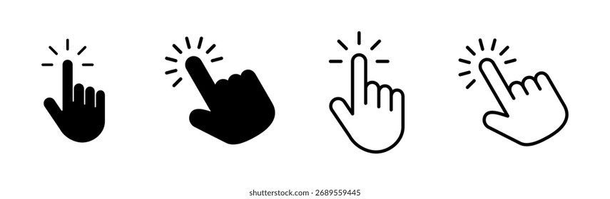 Hand cursor icon set. click icon vector. hand click. pointer