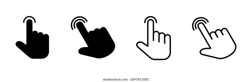 Hand cursor icon set. click icon vector. hand click. pointer