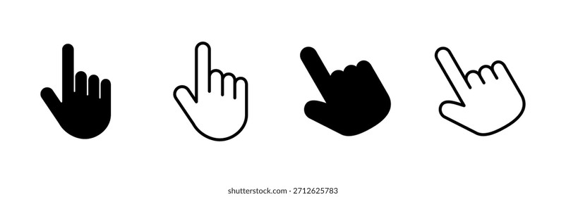 Conjunto de iconos de cursor de mano. Vector de iconos de Hacer clic. Hacer clic de mano. puntero