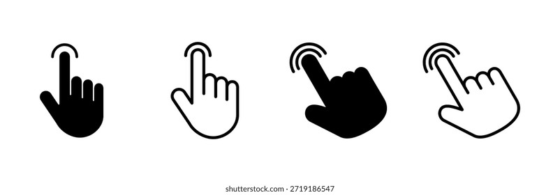 Conjunto de iconos de cursor de mano. Vector de iconos de Hacer clic. Hacer clic de mano. puntero