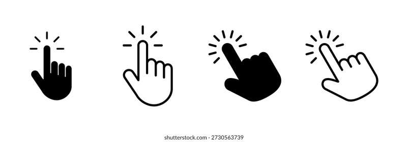 Hand cursor icon set. click icon vector. hand click. pointer