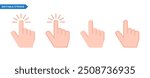 Hand cursor icon set Editable stroke pixel perfect. icon, click, hand, finger, touch, point, mouse, cursor, tap, pointer, vector, screen, arrow, white, navigation, push, stick