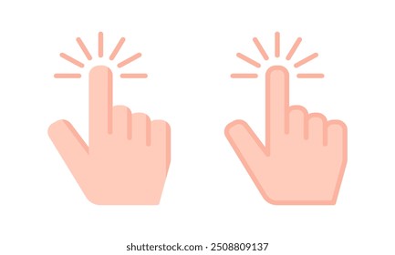 Hand cursor icon set Editable stroke pixel perfect. icon, click, hand, finger, touch, point, mouse, cursor, tap, pointer, vector, screen, arrow, white, navigation, push, stick