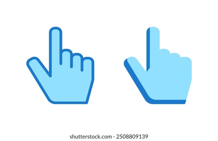 Ícone de cursor de mão definir pixel de traçado editável perfeito. ícone, clique, mão, dedo, toque, ponteiro, toque, ponteiro, vetor, tela, seta, branco, navegação, empurrar, direcional
