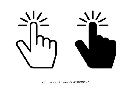 Hand cursor icon set Editable stroke pixel perfect. icon, click, hand, finger, touch, point, mouse, cursor, tap, pointer, vector, screen, arrow, white, navigation, push, stick