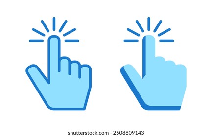 Hand cursor icon set Editable stroke pixel perfect. icon, click, hand, finger, touch, point, mouse, cursor, tap, pointer, vector, screen, arrow, white, navigation, push, stick