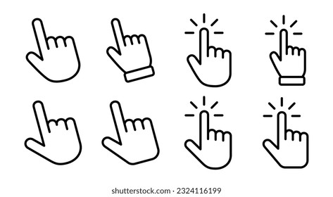 Hand cursor icon set illustration. cursor sign and symbol. hand cursor icon clik