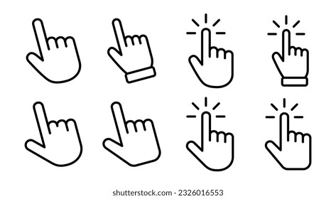Hand cursor icon set illustration. cursor sign and symbol. hand cursor icon clik